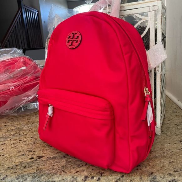 New Tory Burch Ella backpack  nylon in red ❣️ - Picture 1 of 9